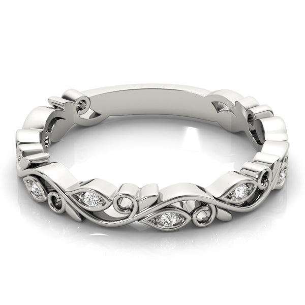 Nature Inspired Floral Stackable Half Eternity Ring in Gold & Platinum