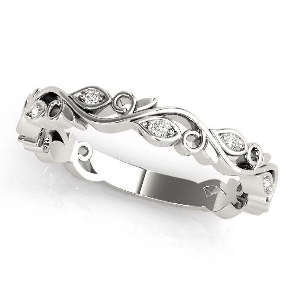 Nature Inspired Floral Stackable Half Eternity Ring in Gold & Platinum