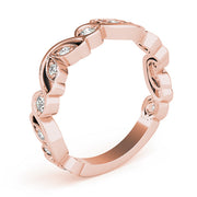 Nature Inspired Floral Stackable Half Eternity Ring in Gold & Platinum