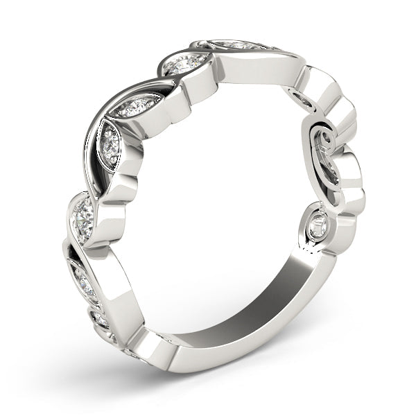 Nature Inspired Floral Stackable Half Eternity Ring in Gold & Platinum