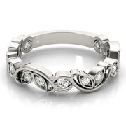 Nature Inspired Floral Stackable Half Eternity Ring in Gold & Platinum