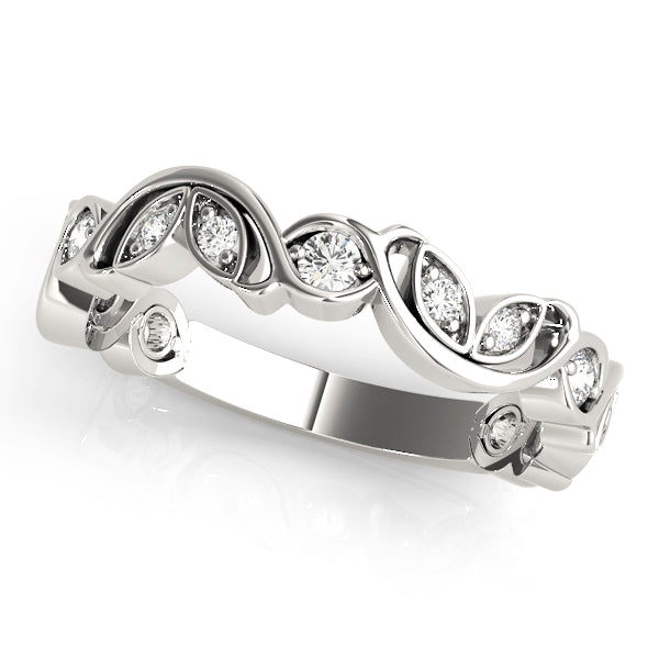 Nature Inspired Floral Stackable Half Eternity Ring in Gold & Platinum
