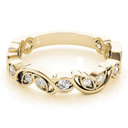Nature Inspired Floral Stackable Half Eternity Ring in Gold & Platinum