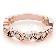 Nature Inspired Floral Stackable Half Eternity Ring in Gold & Platinum