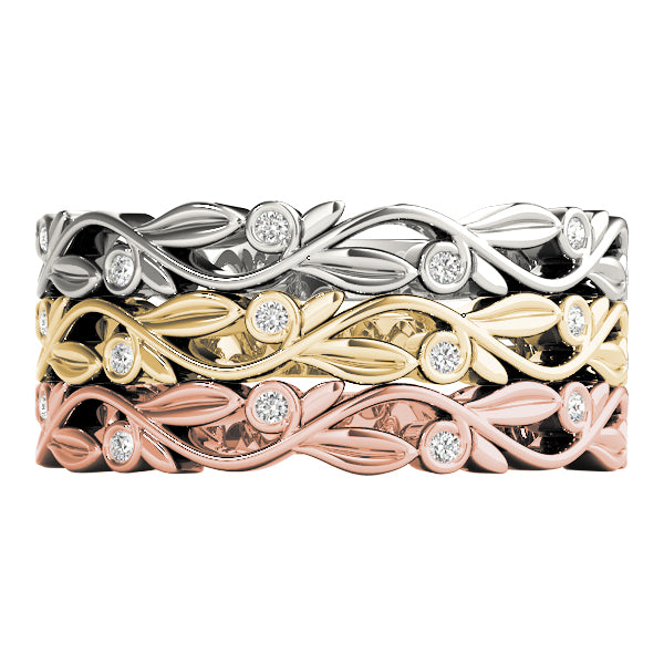 Nature Inspired Stackable Half Eternity Ring in Gold & Platinum