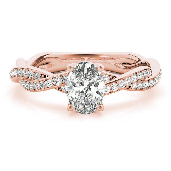 Splendid Ring With Braided Shank Oval Diamond Engagement Ring in 10K/14K gold and platinum with certified lab-grown or natural diamonds