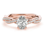 Splendid Ring With Braided Shank Oval Diamond Engagement Ring in 10K/14K gold and platinum with certified lab-grown or natural diamonds