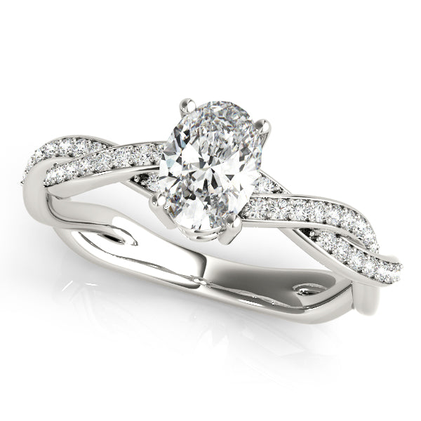 Splendid Ring With Braided Shank Oval Diamond Engagement Ring in 10K/14K gold and platinum with certified lab-grown or natural diamonds