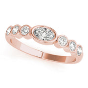 Bezel Set Stackable Oval Center Half Eternity Ring in Gold & Platinum