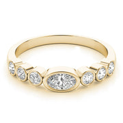 Bezel Set Stackable Oval Center Half Eternity Ring in Gold & Platinum