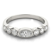 Bezel Set Stackable Oval Center Half Eternity Ring in Gold & Platinum