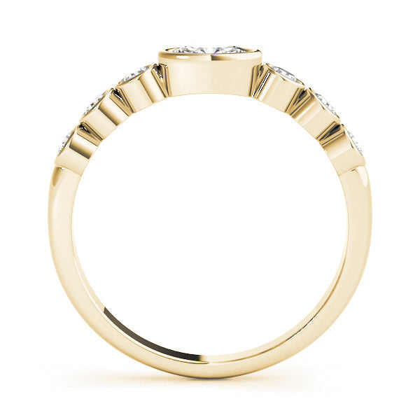 Bezel Set Stackable Oval Center Half Eternity Ring in Gold & Platinum