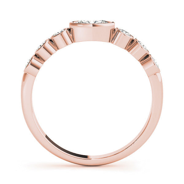Bezel Set Stackable Oval Center Half Eternity Ring in Gold & Platinum