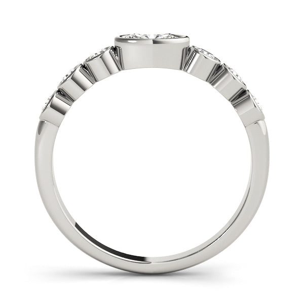Bezel Set Stackable Oval Center Half Eternity Ring in Gold & Platinum