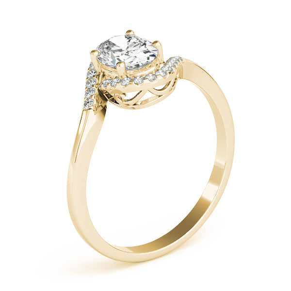 Crowned Fashion Ring Oval Diamond Engagement Ring in 10K/14K gold and platinum with certified lab-grown or natural diamonds