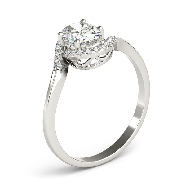 Crowned Fashion Ring Oval Diamond Engagement Ring in 10K/14K gold and platinum with certified lab-grown or natural diamonds