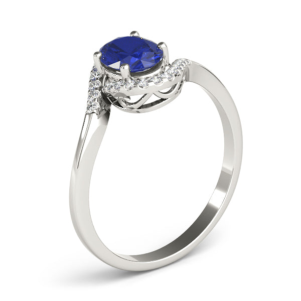 Crowned Fashion Ring Oval Diamond Engagement Ring in 10K/14K gold and platinum with certified lab-grown or natural diamonds