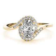 Crowned Fashion Ring Oval Diamond Engagement Ring in 10K/14K gold and platinum with certified lab-grown or natural diamonds