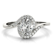 Crowned Fashion Ring Oval Diamond Engagement Ring in 10K/14K gold and platinum with certified lab-grown or natural diamonds
