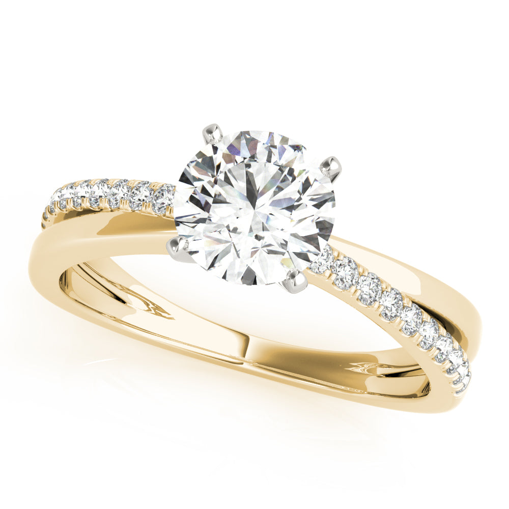 Adored Split Shank Round Diamond Engagement Ring in 10K/14K gold and platinum with certified lab-grown or natural diamonds