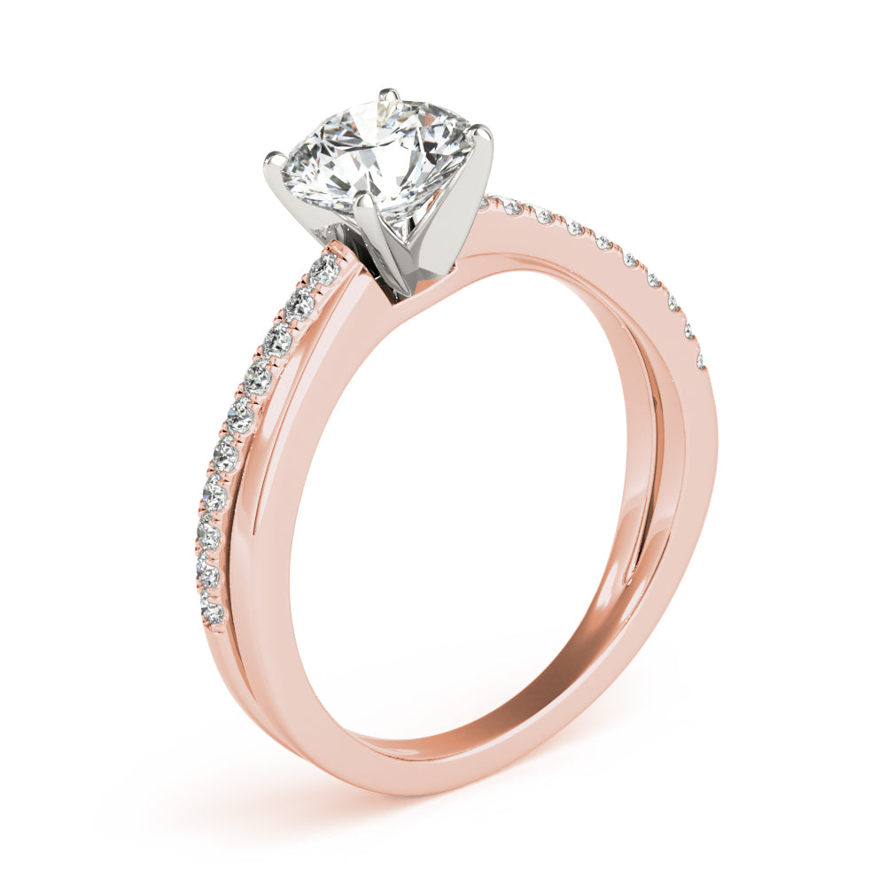 Adored Split Shank Round Diamond Engagement Ring in 10K/14K gold and platinum with certified lab-grown or natural diamonds