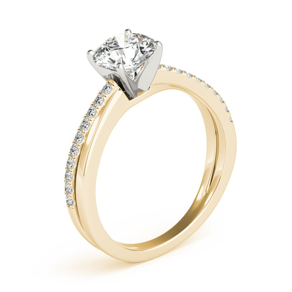 Adored Split Shank Round Diamond Engagement Ring in 10K/14K gold and platinum with certified lab-grown or natural diamonds
