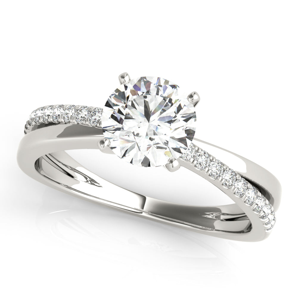 Adored Split Shank Round Diamond Engagement Ring in 10K/14K gold and platinum with certified lab-grown or natural diamonds