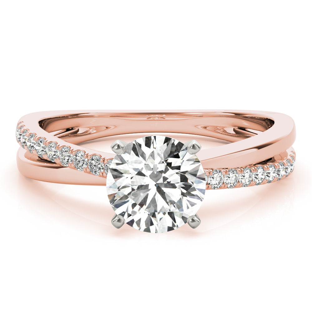Adored Split Shank Round Diamond Engagement Ring in 10K/14K gold and platinum with certified lab-grown or natural diamonds