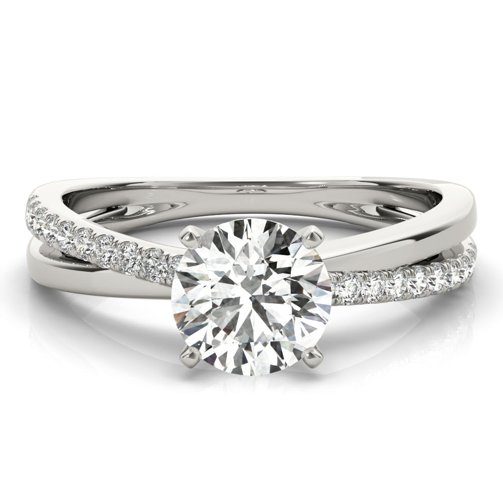 Adored Split Shank Round Diamond Engagement Ring in 10K/14K gold and platinum with certified lab-grown or natural diamonds