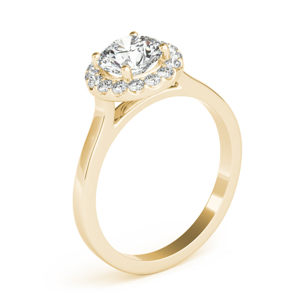 Elegant Halo Round Diamond Engagement Ring in 10K/14K gold and platinum with certified lab-grown or natural diamonds