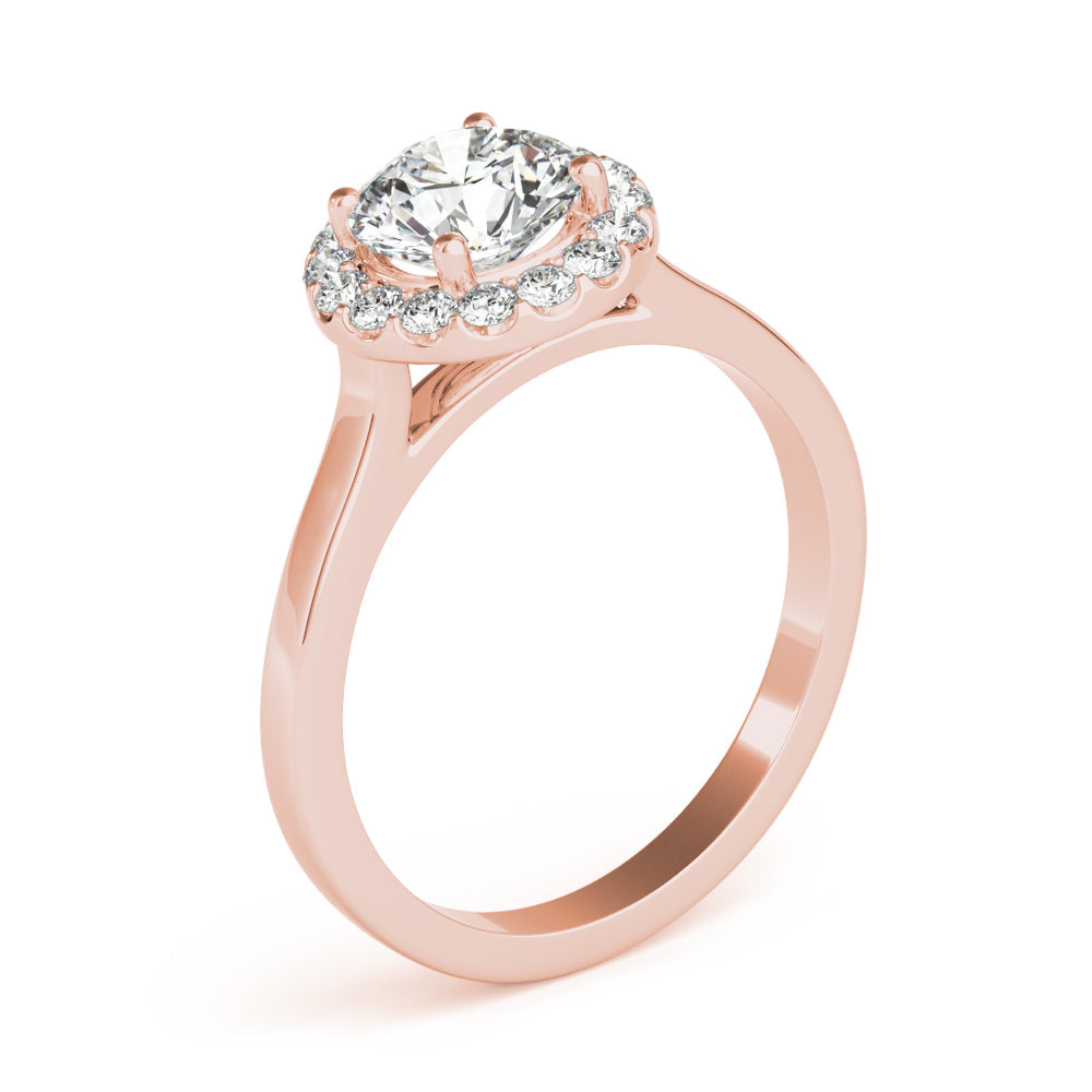 Elegant Halo Round Diamond Engagement Ring in 10K/14K gold and platinum with certified lab-grown or natural diamonds