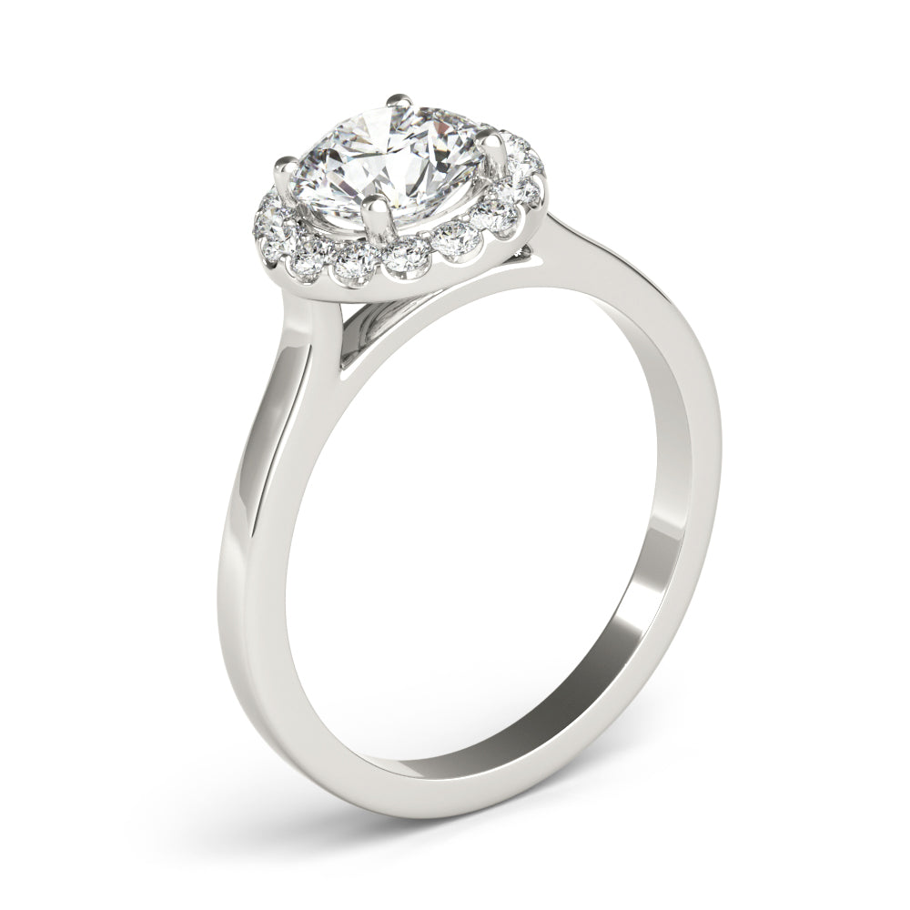 Elegant Halo Round Diamond Engagement Ring in 10K/14K gold and platinum with certified lab-grown or natural diamonds
