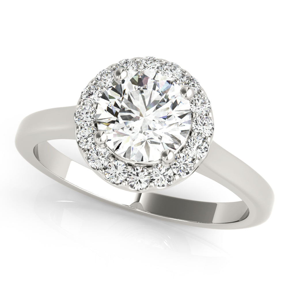 Elegant Halo Round Diamond Engagement Ring in 10K/14K gold and platinum with certified lab-grown or natural diamonds