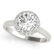 Elegant Halo Round Diamond Engagement Ring in 10K/14K gold and platinum with certified lab-grown or natural diamonds