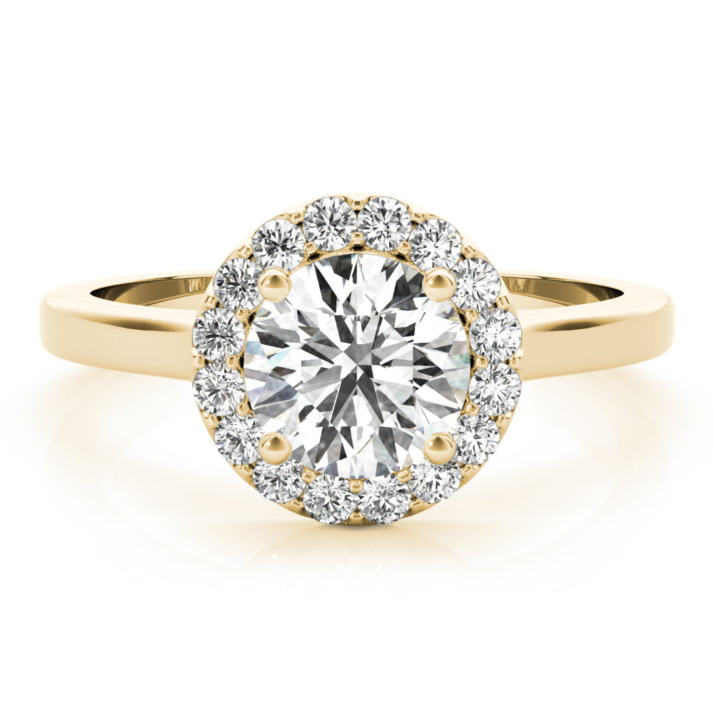 Elegant Halo Round Diamond Engagement Ring in 10K/14K gold and platinum with certified lab-grown or natural diamonds
