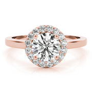 Elegant Halo Round Diamond Engagement Ring in 10K/14K gold and platinum with certified lab-grown or natural diamonds