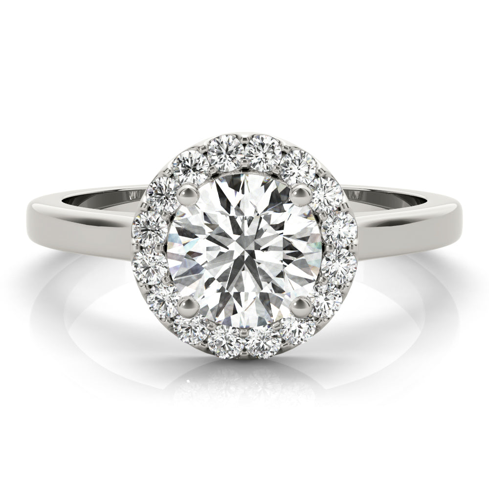 Elegant Halo Round Diamond Engagement Ring in 10K/14K gold and platinum with certified lab-grown or natural diamonds
