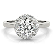 Elegant Halo Round Diamond Engagement Ring in 10K/14K gold and platinum with certified lab-grown or natural diamonds