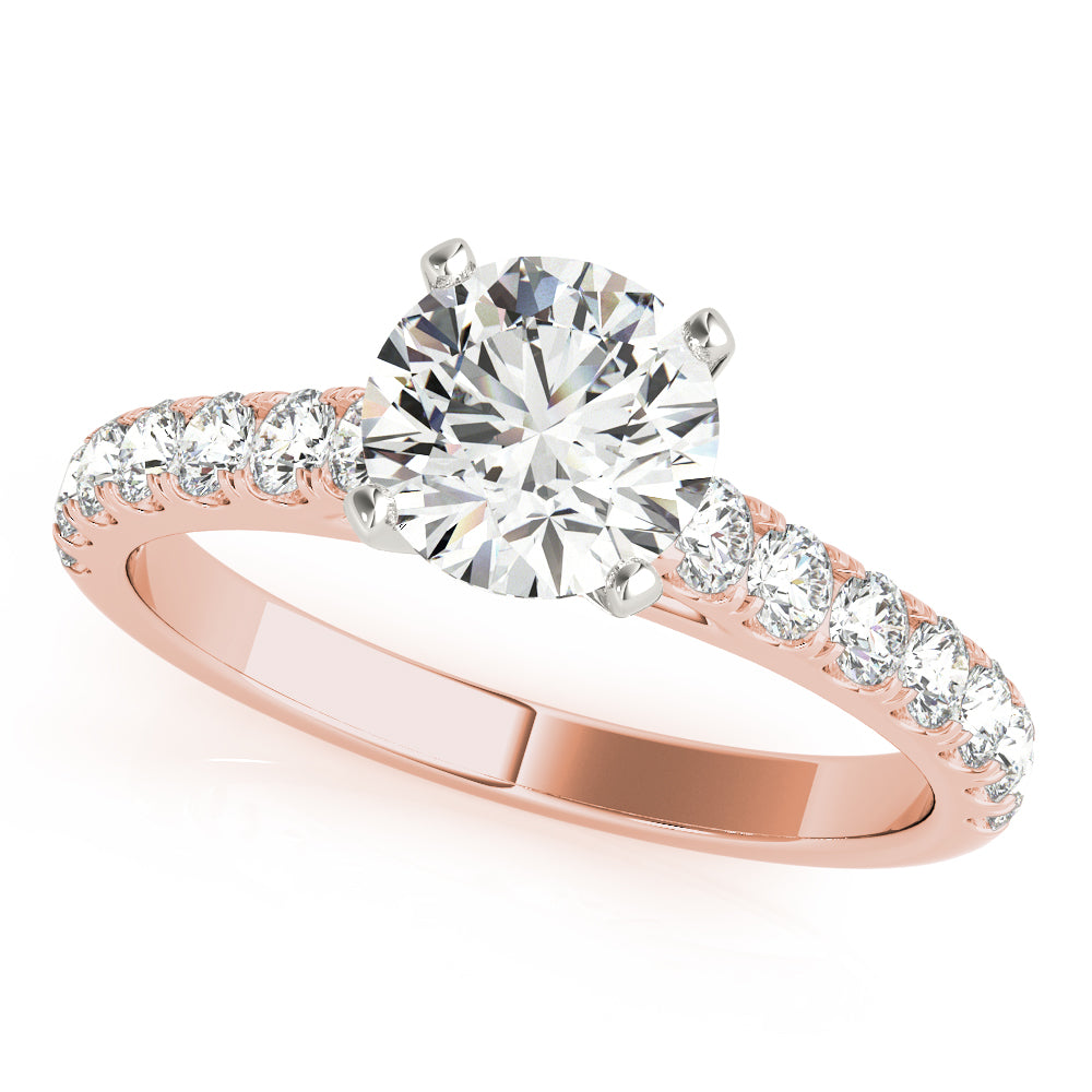 Straight Split Prong Diamond Half Eternity Ring in Gold & Platinum