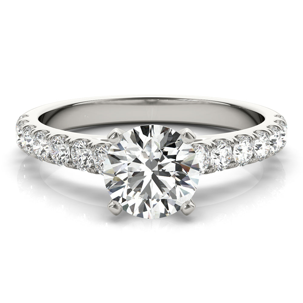 Straight Split Prong Diamond Half Eternity Ring in Gold & Platinum