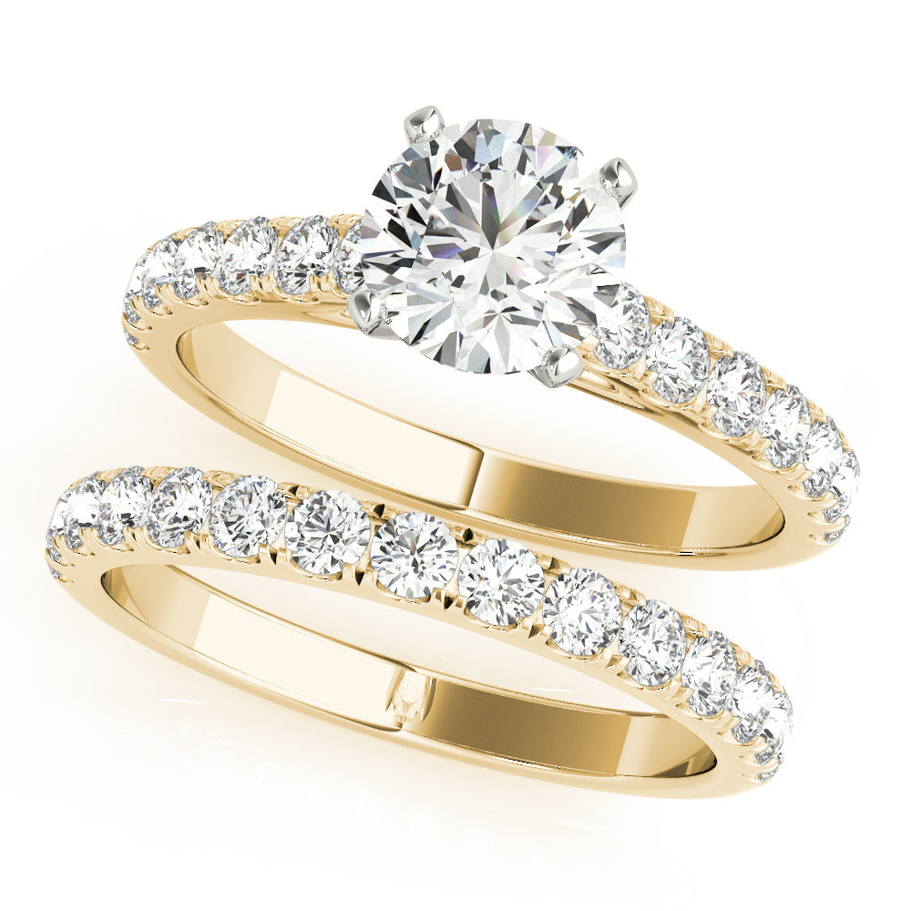 Straight Split Prong Diamond Half Eternity Ring in Gold & Platinum