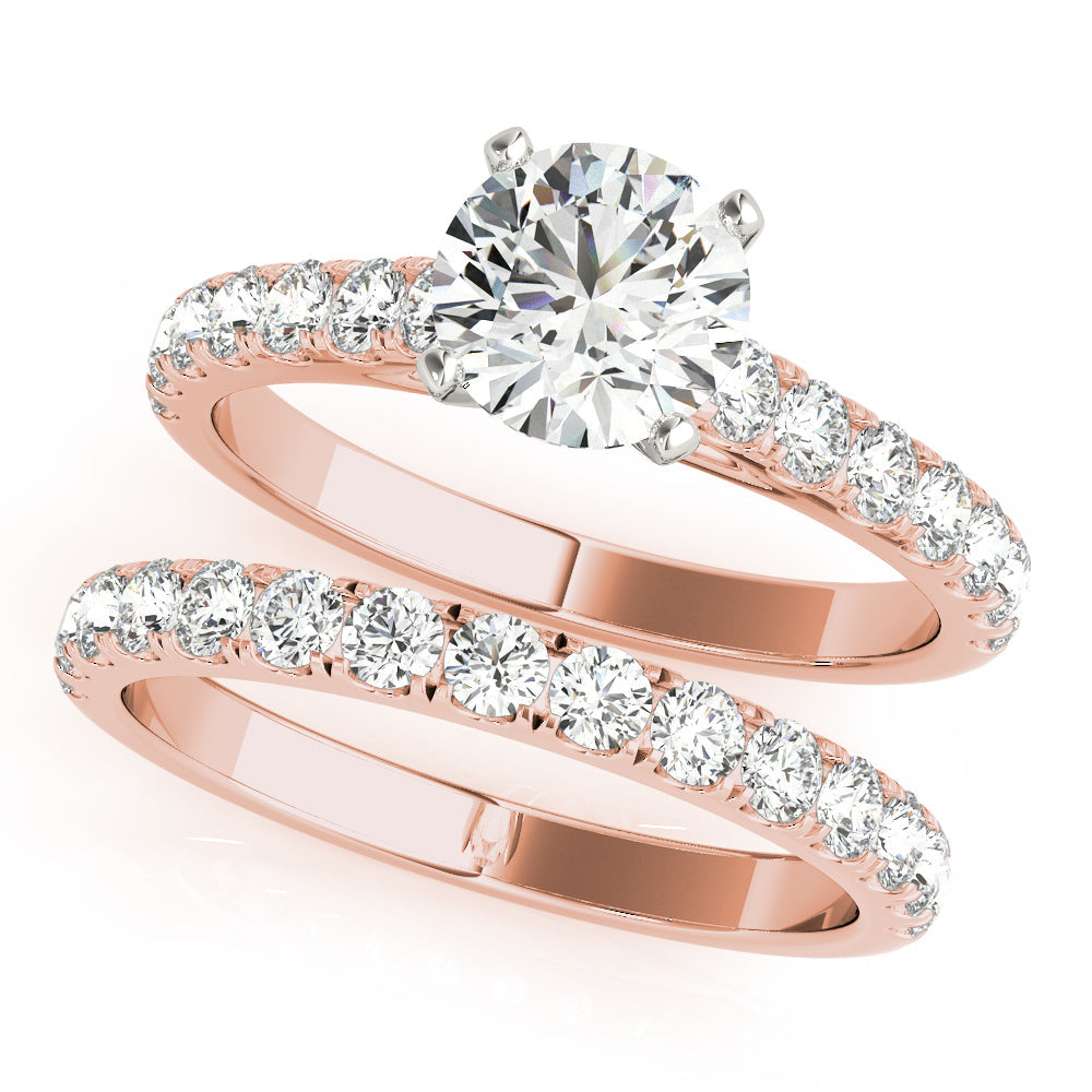 Straight Split Prong Diamond Half Eternity Ring in Gold & Platinum
