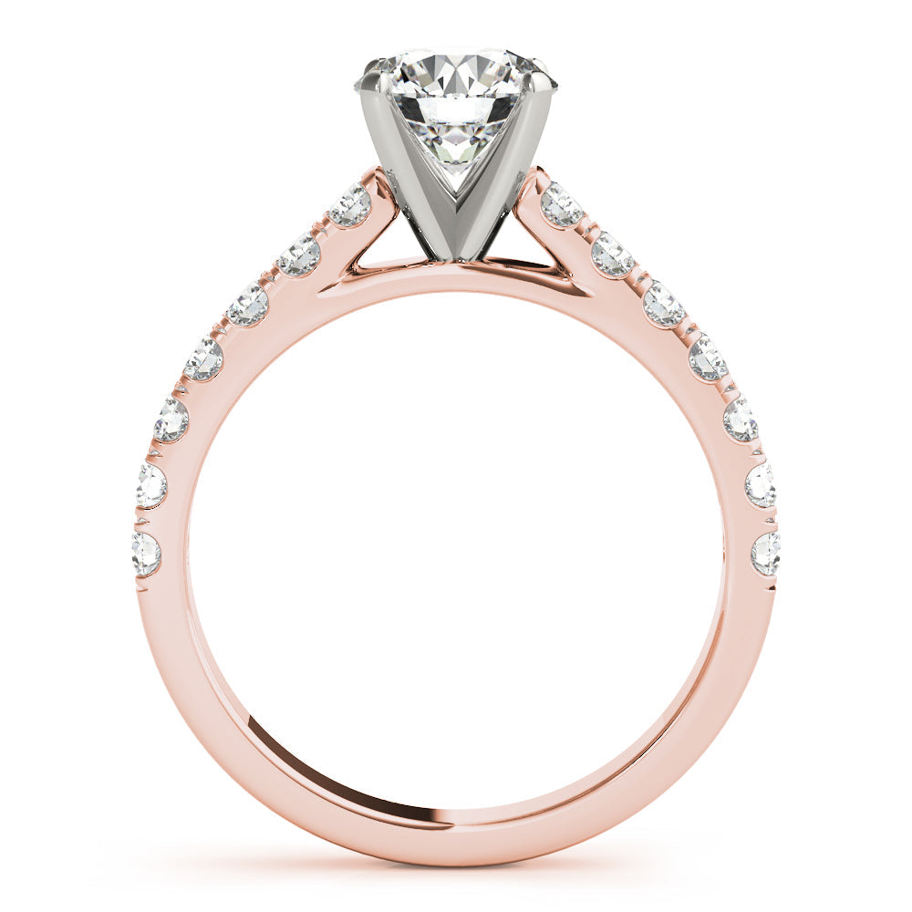 Straight Split Prong Diamond Half Eternity Ring in Gold & Platinum