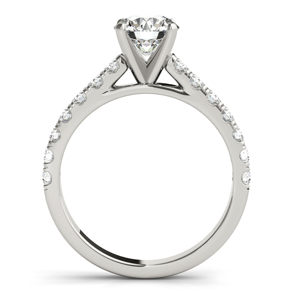 Straight Split Prong Diamond Half Eternity Ring in Gold & Platinum