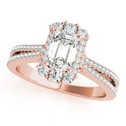 Artisan Cut Engagement Emerald Diamond Engagement Ring in 10K/14K gold and platinum with certified lab-grown or natural diamonds
