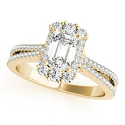 Artisan Cut Engagement Emerald Diamond Engagement Ring in 10K/14K gold and platinum with certified lab-grown or natural diamonds