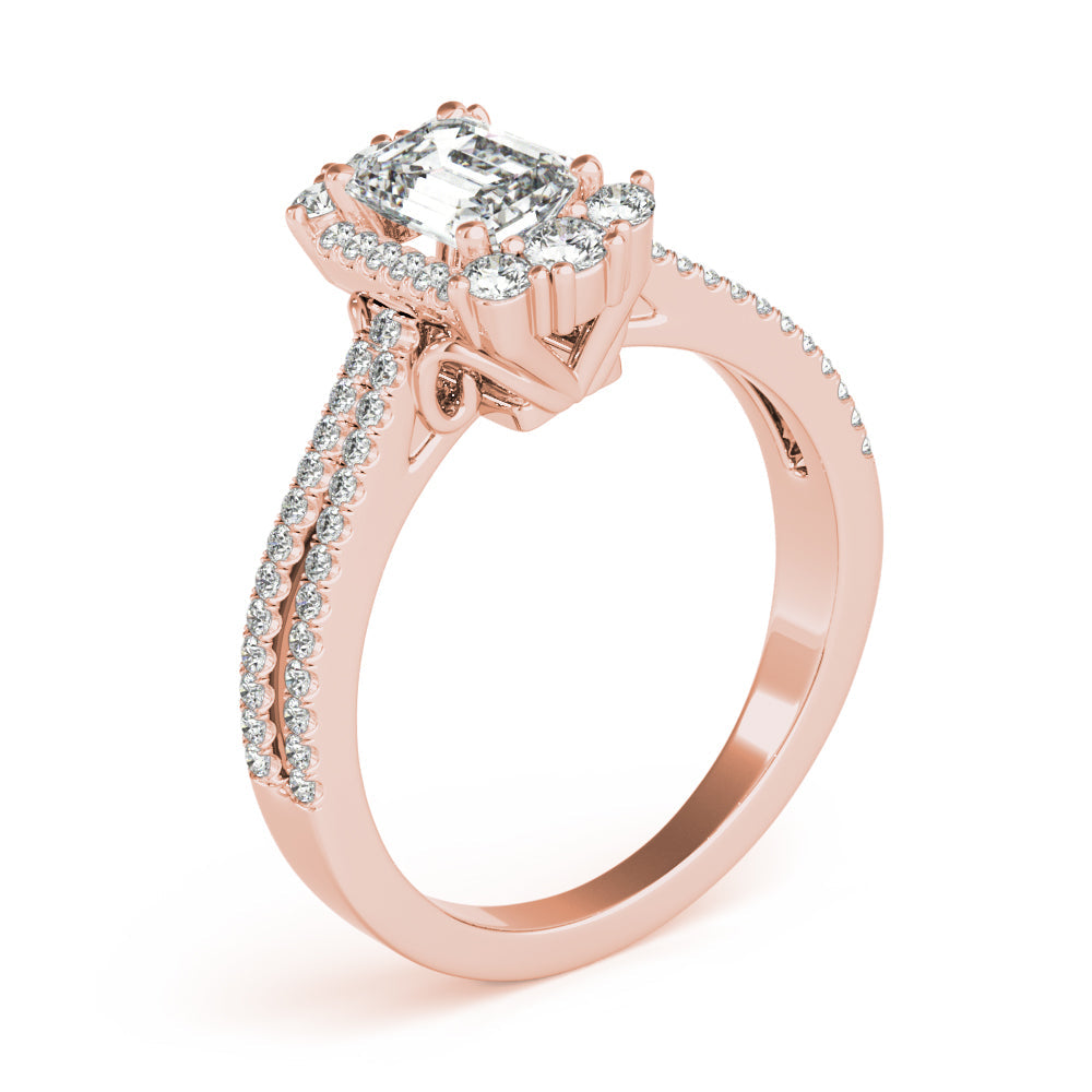 Artisan Cut Engagement Emerald Diamond Engagement Ring in 10K/14K gold and platinum with certified lab-grown or natural diamonds