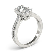 Artisan Cut Engagement Emerald Diamond Engagement Ring in 10K/14K gold and platinum with certified lab-grown or natural diamonds