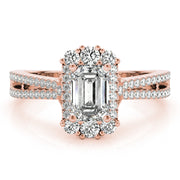Artisan Cut Engagement Emerald Diamond Engagement Ring in 10K/14K gold and platinum with certified lab-grown or natural diamonds