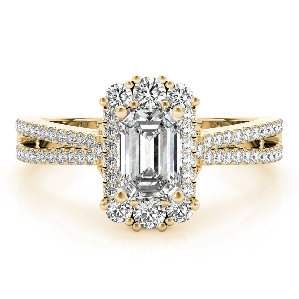 Artisan Cut Engagement Emerald Diamond Engagement Ring in 10K/14K gold and platinum with certified lab-grown or natural diamonds
